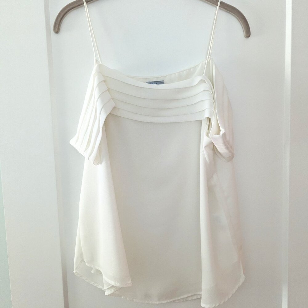 Abbeline Drapey Shoulder Camisole Top - Size Medium - White